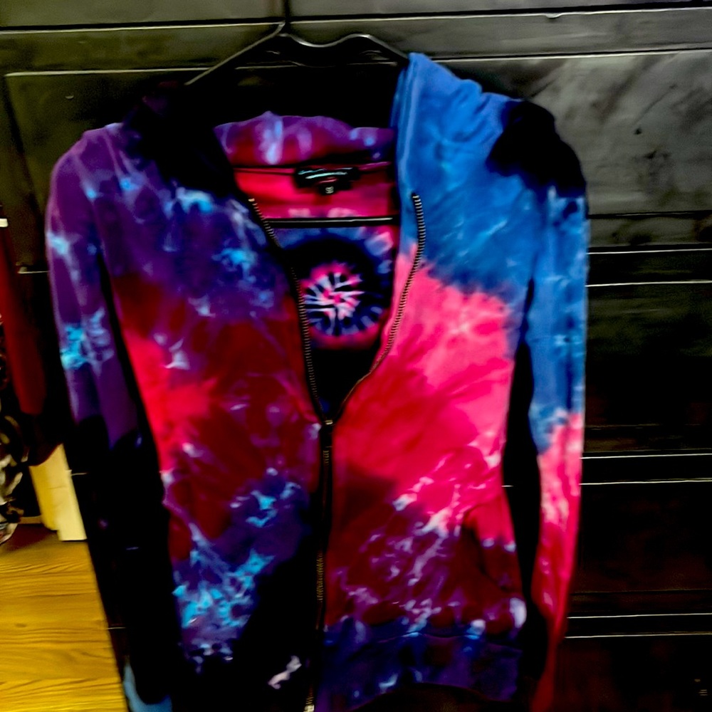 Tie dye zip up hoodie jacket